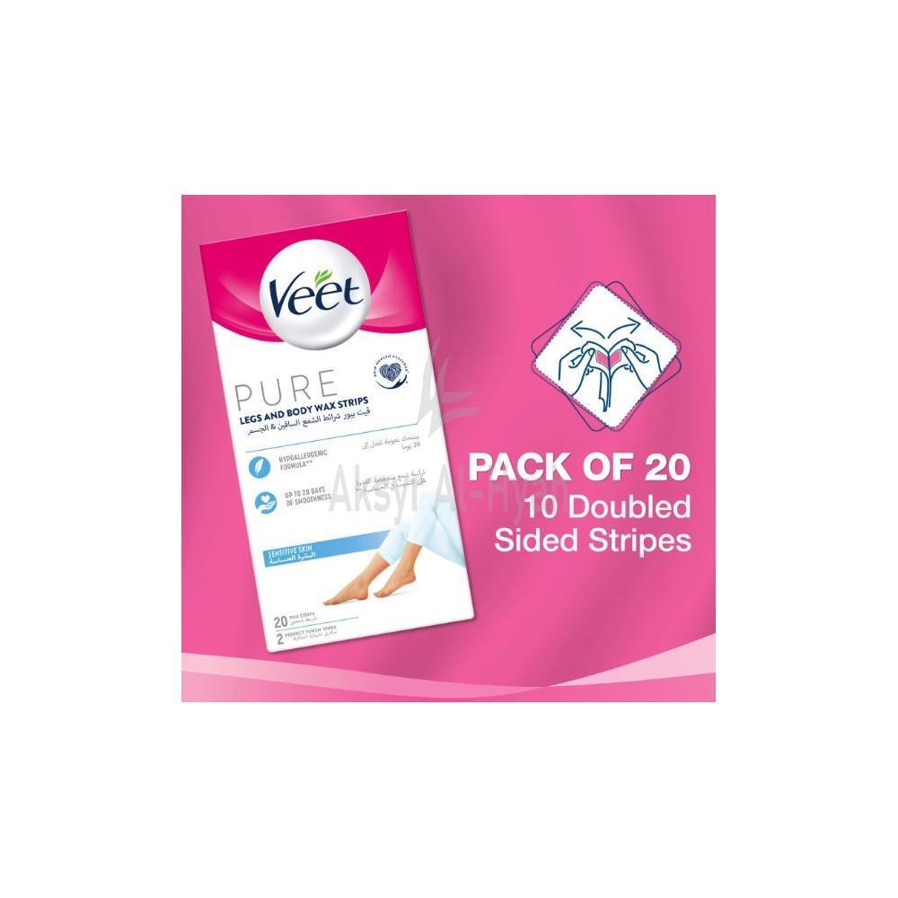 VEET PURE LEGS&BODY SENS WAX STRIPS  20'S #8800 2