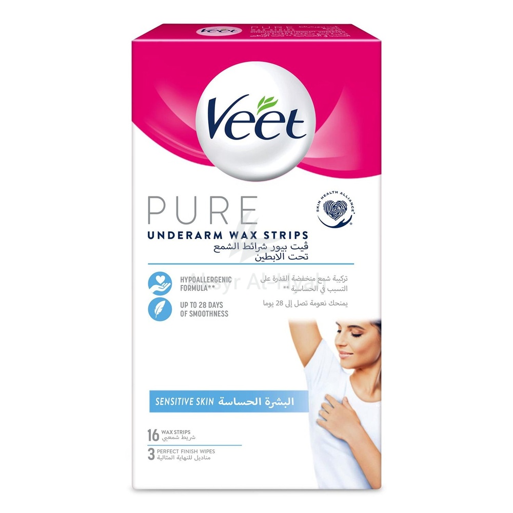 VEET PURE UNDERARM SENS WAX STRIPS 16'S