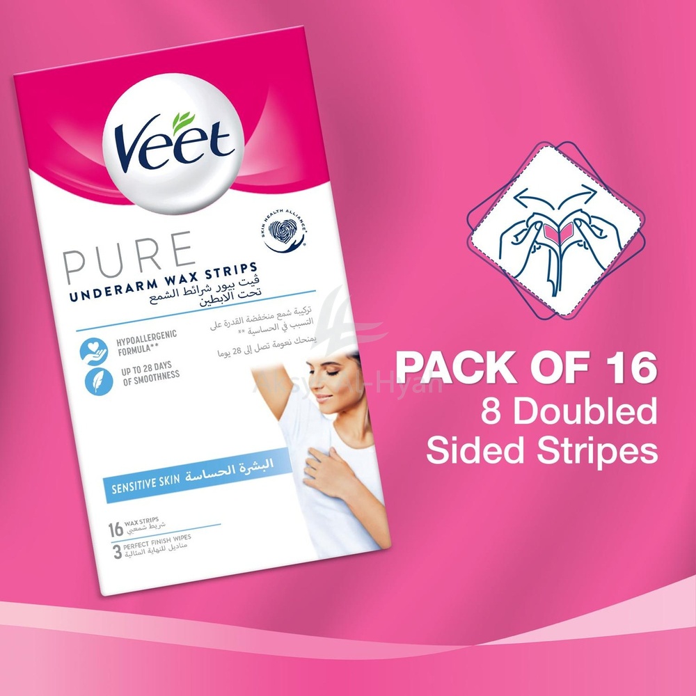 VEET PURE UNDERARM SENS WAX STRIPS 16'S 1