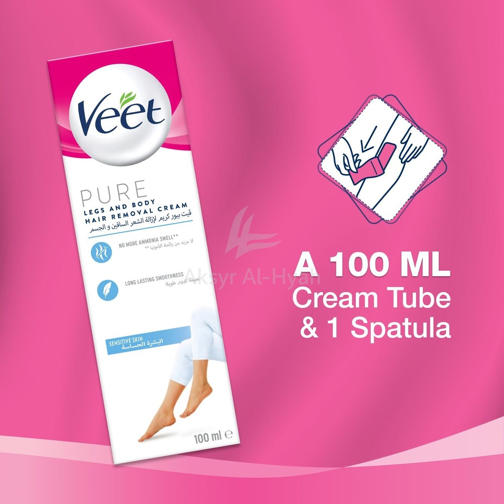 VEET PURE LEGS&BODY SENSITIVE HAIR REM CRM 100ML #8300 2