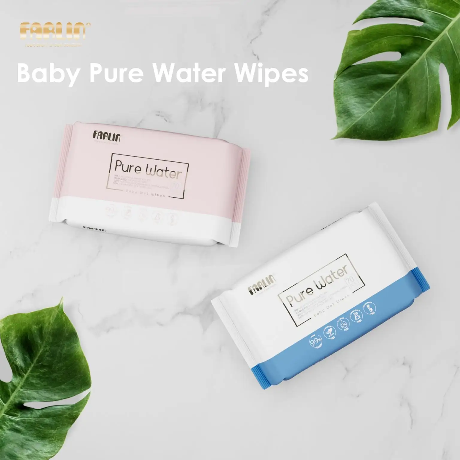 FARLIN WET WIPES PURE WATER BLUE 70'S 1
