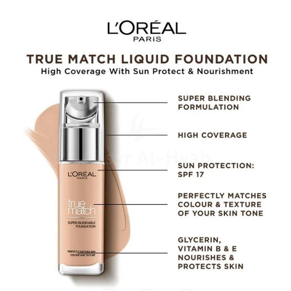 LOREAL TRUE MATCH SUP.BLENDABLE FOUNDATION  3.R/3.C ROSE BEIGE 30ML 4