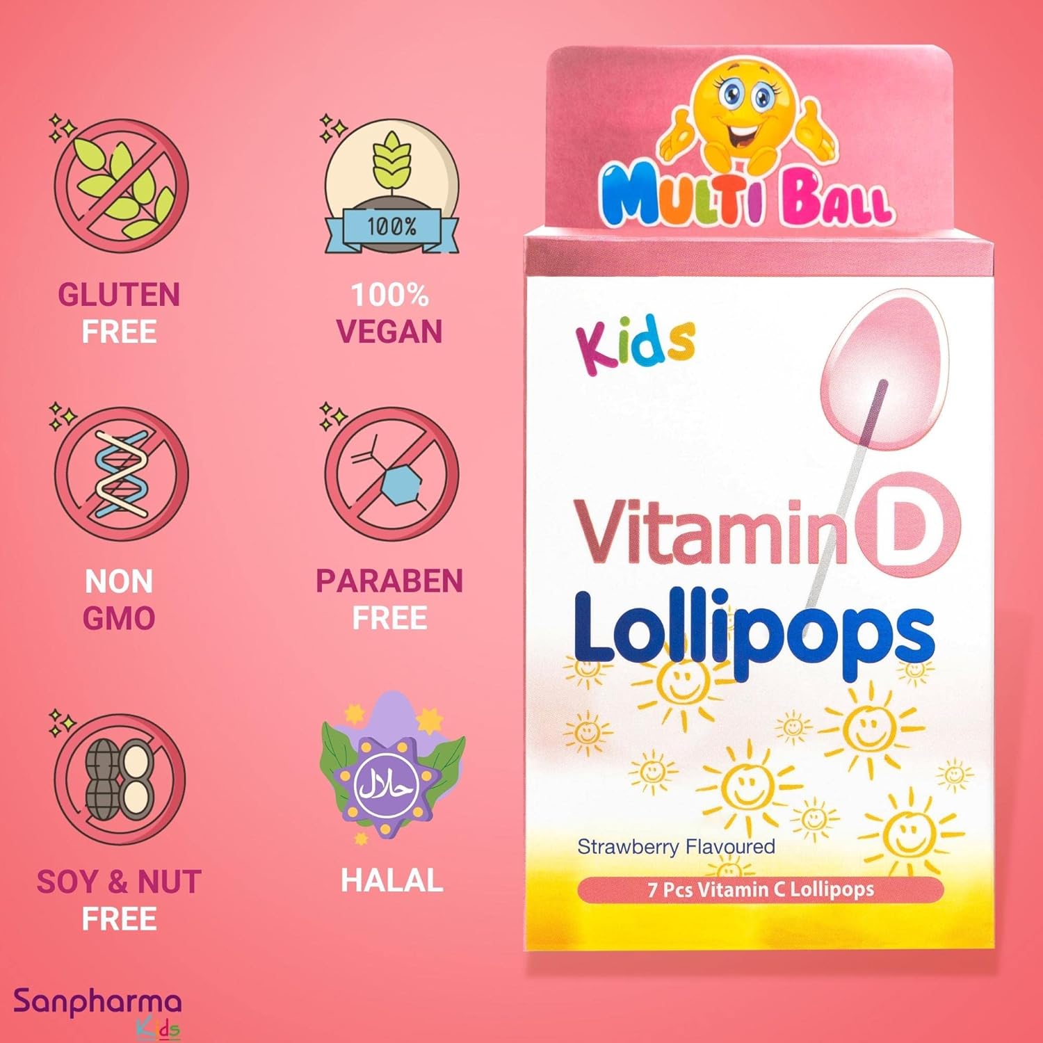MULTI BALL KIDS VITAMIN D LOLLIPOPS 7"S 3