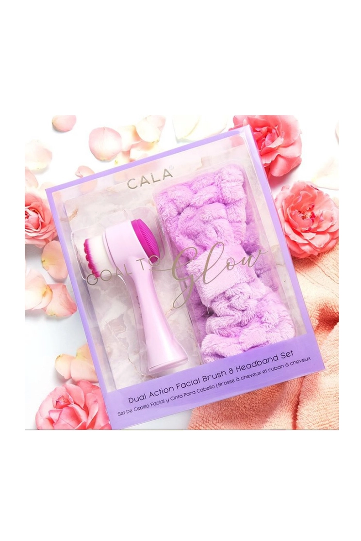 CALA GOAL TO GLOW-PURPLE FACIAL BRUSH HEAD BAND SET 69236 2