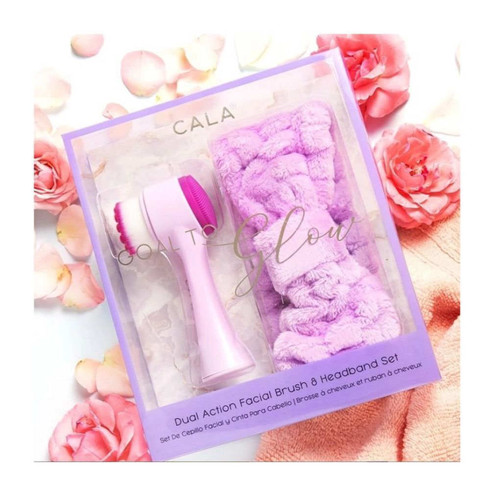 CALA GOAL TO GLOW-PURPLE FACIAL BRUSH HEAD BAND SET 69236 3