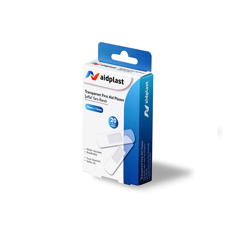 AID PLAST TRANSPARENT PLASTER 19MM X 72MM 20'S#V810
