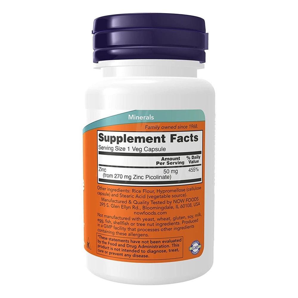 NOW ZINC PICOLINATE 50MG 60 VEG CAP"S #18243