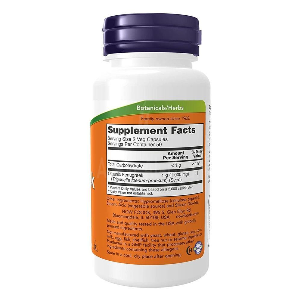 NOW FENUGREEK 500MG 100 VEG CAP"S #18968 1