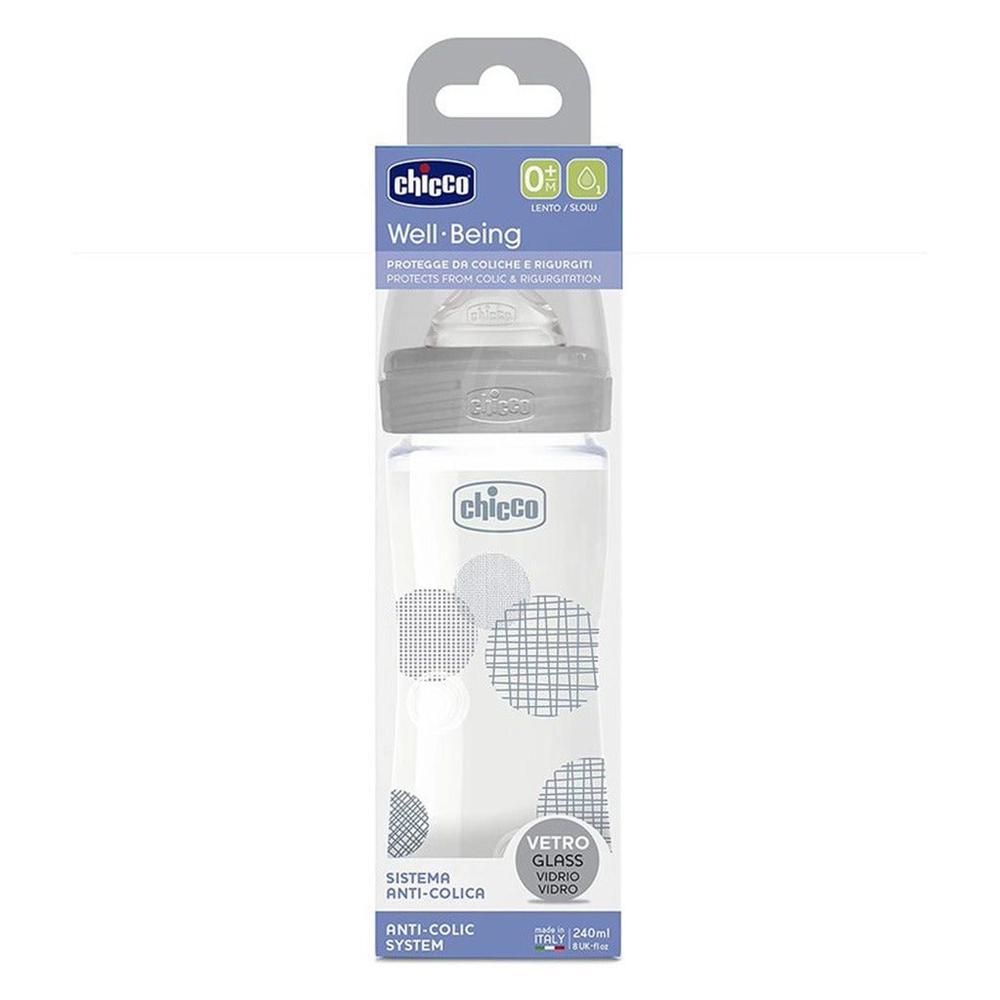CHICCO(287213)BABY WELL BEING GLASS BOTTLE UNISEX 240ML 2