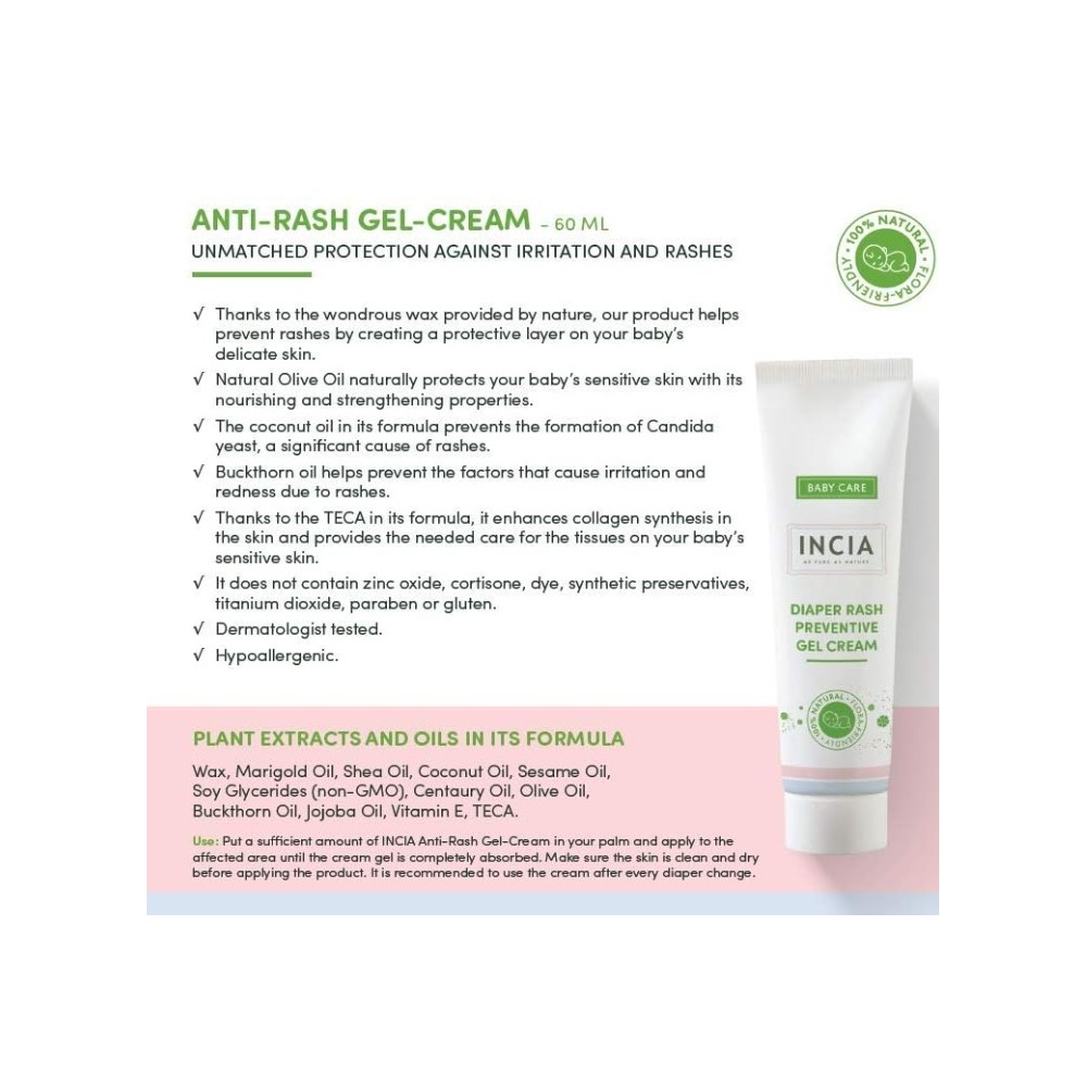 INCIA DIAPER RASH PREVENTIVE GEL CREAM 60ML 1