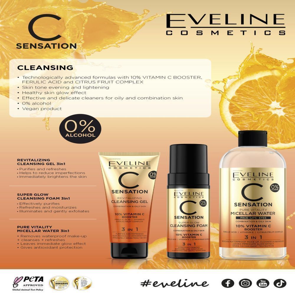 EVELINE C SENSATION CLEANSING GEL 3IN1 150ML#6168 2