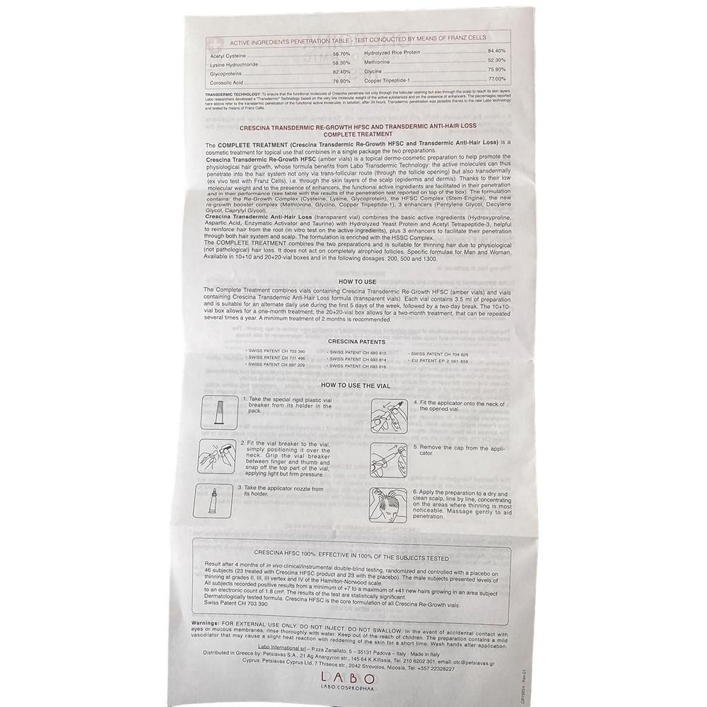 CRESCINA TRANSDERMIC HSFC COMP TREAT 1300 MAN 10X10VIALS #LI5009 5