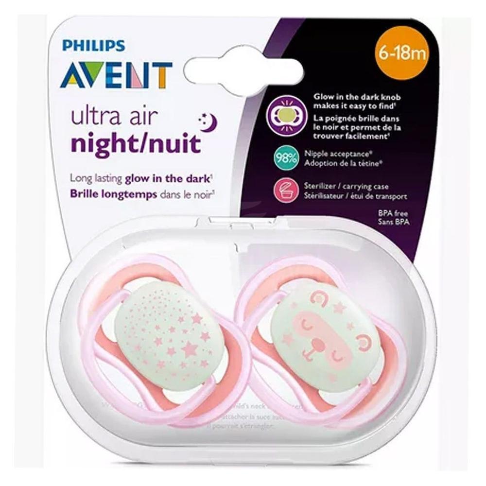 AVENT ULTRA AIR NIGHT SOOTHER SIL 6-18M 2'S GIRL SCF376/22 #PA232