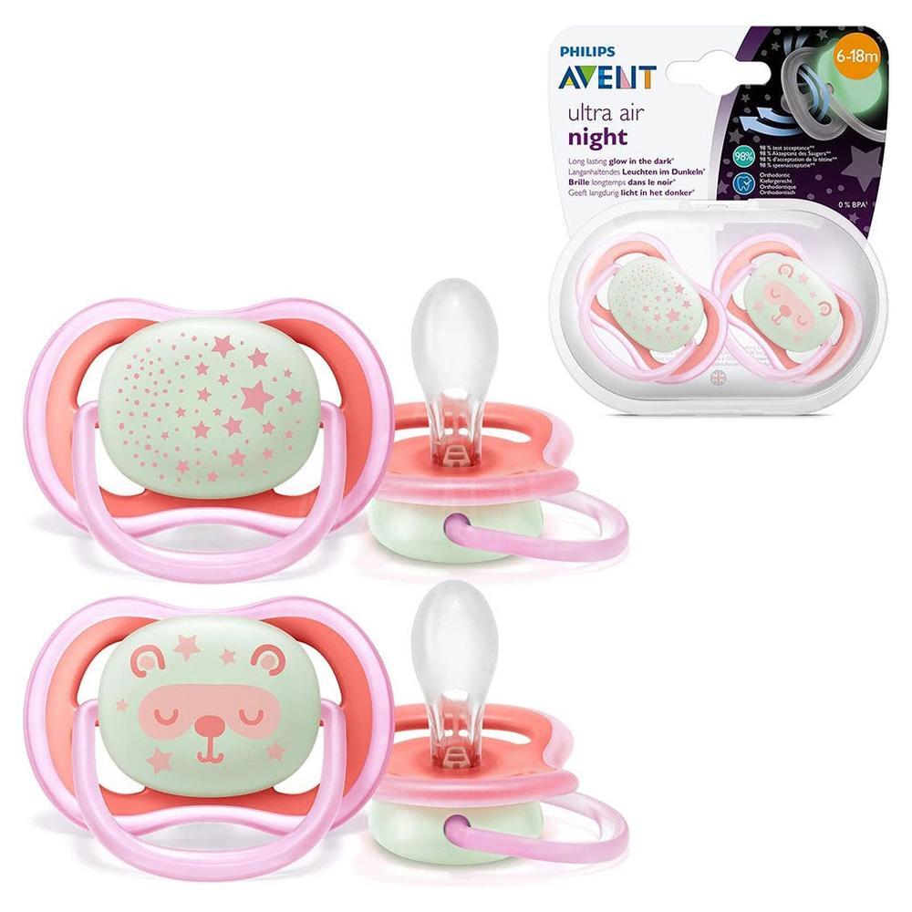 AVENT ULTRA AIR NIGHT SOOTHER SIL 6-18M 2'S GIRL SCF376/22 #PA232 1