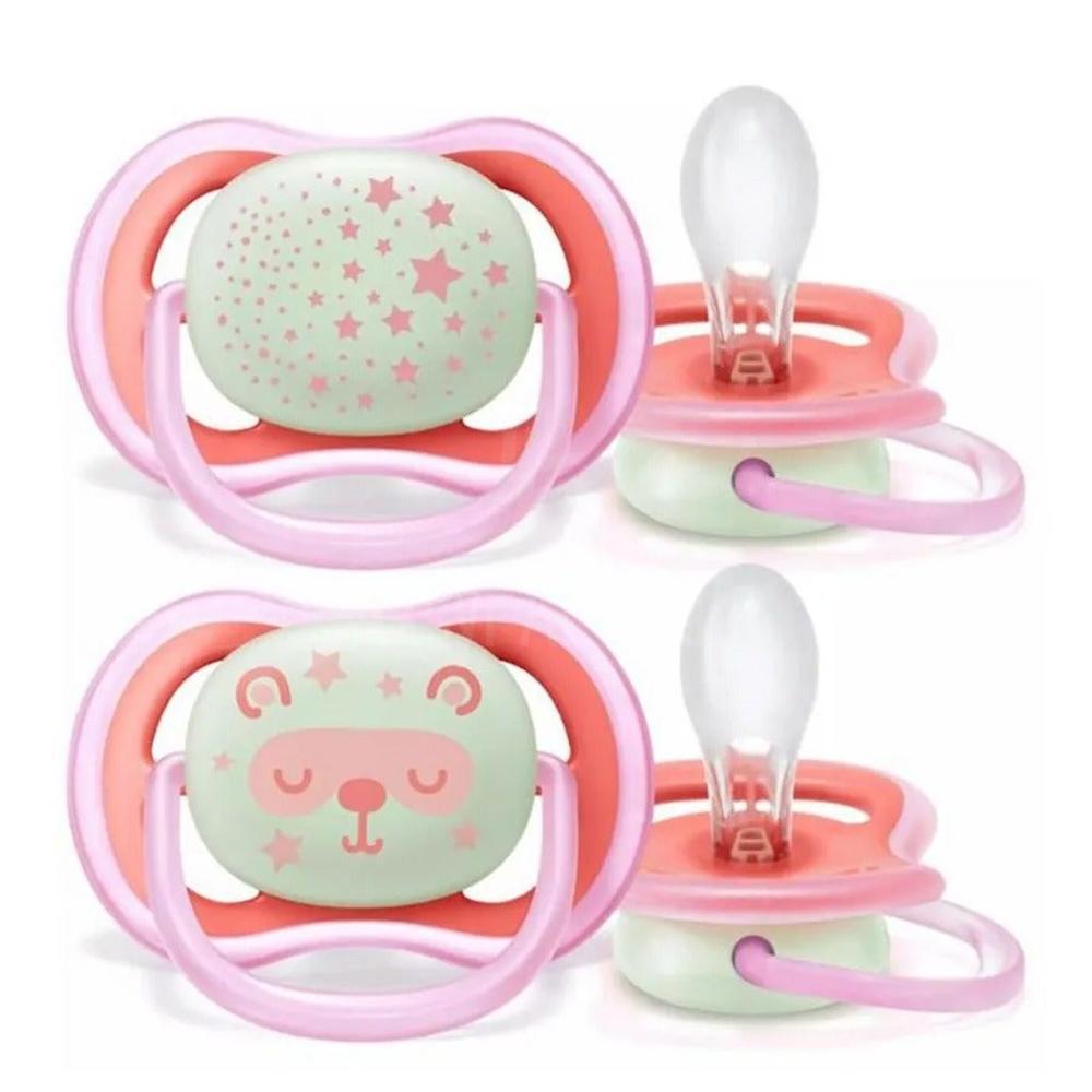 AVENT ULTRA AIR NIGHT SOOTHER SIL 6-18M 2'S GIRL SCF376/22 #PA232 2