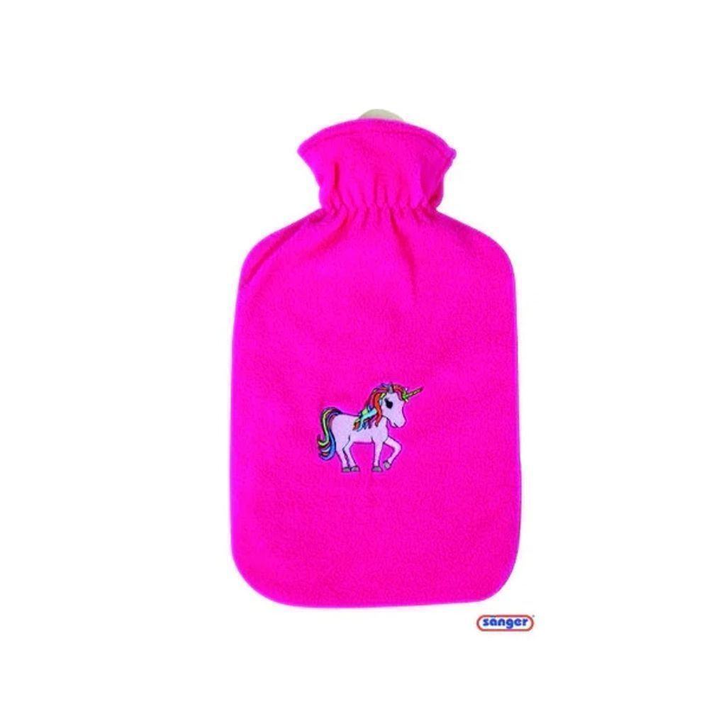 SANGER(16663) FLEECE HOT WATER BAG 2LTR UNICORN ROSE