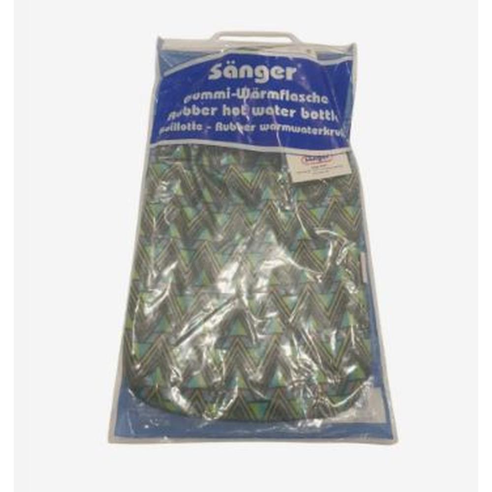 SANGER(13380) VELOUR COVER ZICK ZACK TURQUISE GREEN HOT WATER BAG 2LTR