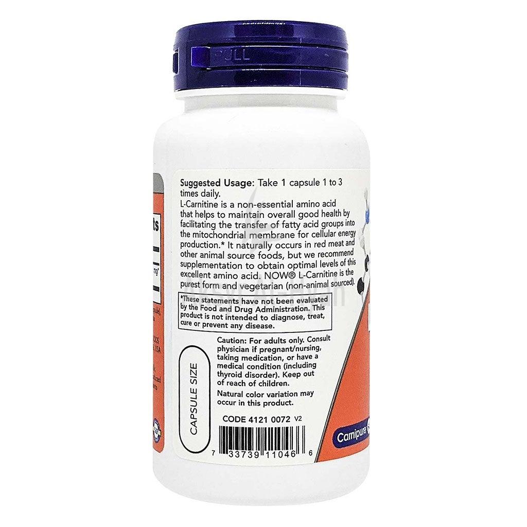NOW L-CARNITINE 500MG CAPSULES 60'S #18969 5