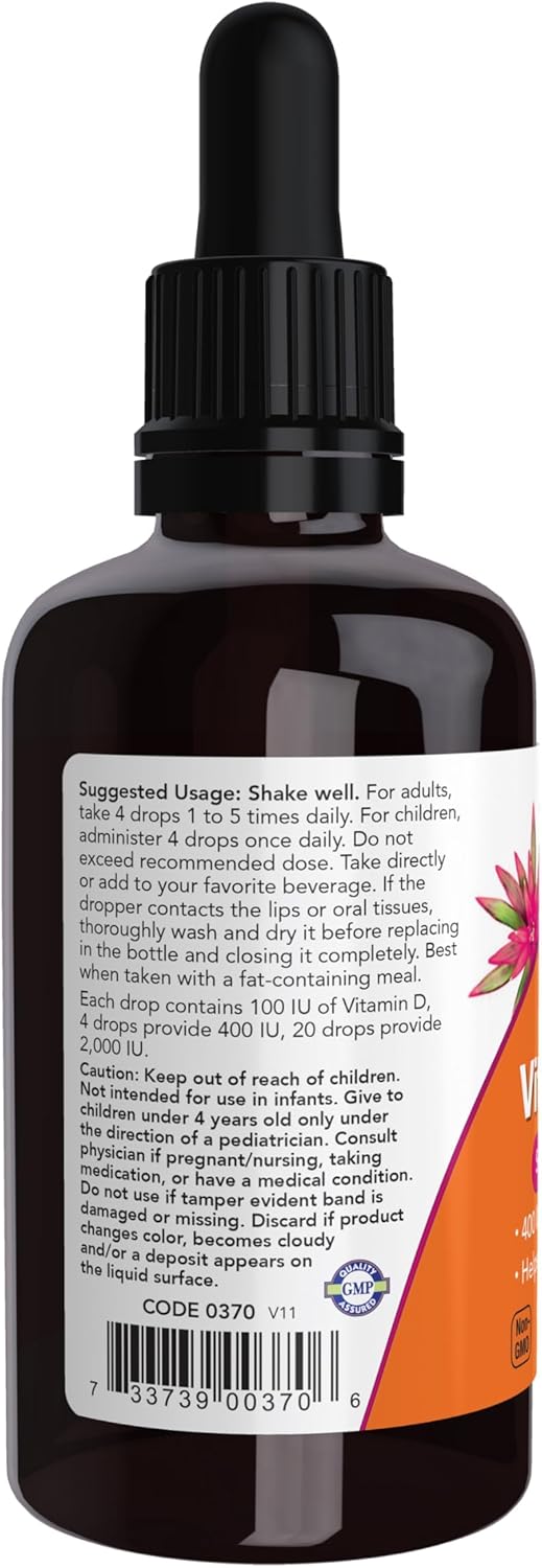 NOW LIQUID VITAMIN D3 400IU DROP 59ML #18247 2