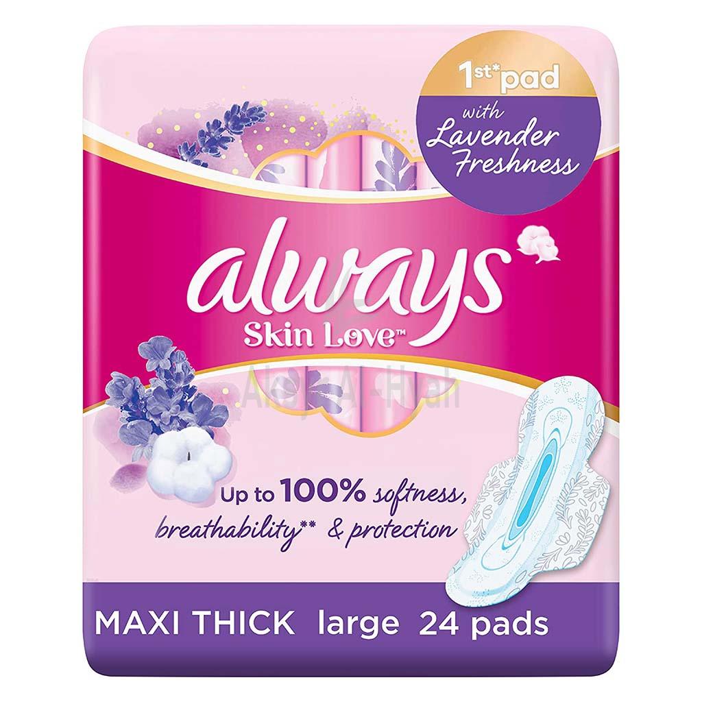 ALWAYS SKIN LOVE MAXI THICK LARGE 24'S(LAVENDER)