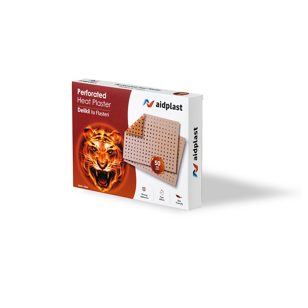 AID PLAST PERFORATED HEAT PLASTER 12CM X 18CM 50'S#V700C