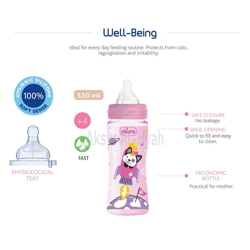 CHICCO(286371)BABY WELL BEING PLASTIC BOTTLE GIRL 330ML 9
