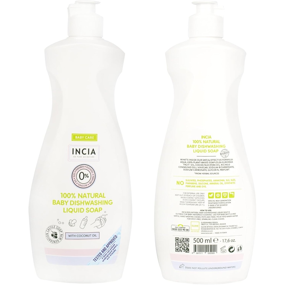 INCIA BABY DISHWASH LIQUID SOAP 500ML 2