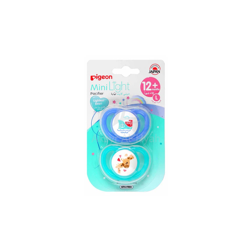 PIGEON PACIFIER MINI LIGHT 12M+(L)BOY SHIP GIRAFF#78261