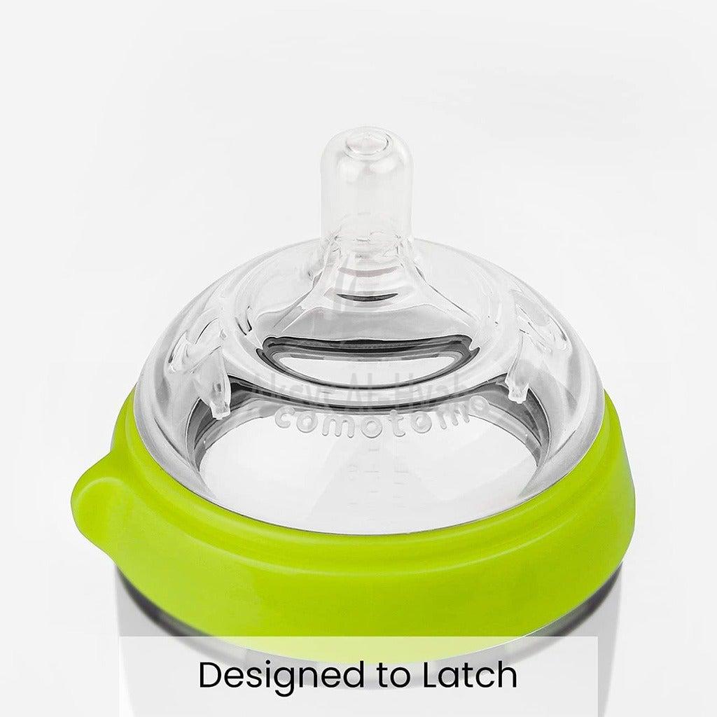 COMOTOMO SOFT SILICONE BABAY BOTTLE 150ML GREEN/WHITE#21344 1