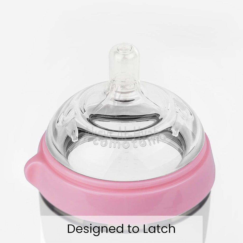COMOTOMO SOFT SILICONE BABAY BOTTLE 150ML PINK/WHITE#21345 2