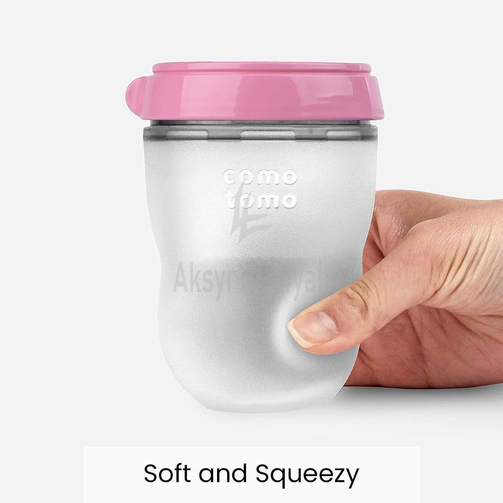 COMOTOMO SOFT SILICONE BABAY BOTTLE 150ML PINK/WHITE#21345 3