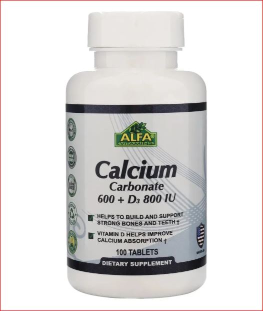 ALFA  CALCIUM CARBONATE 600+D3 800IU TAB 100"S #19462
