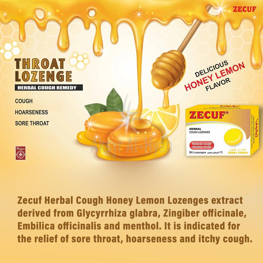 ZECUF HONEY LEMON LOZENGES 24'S 3