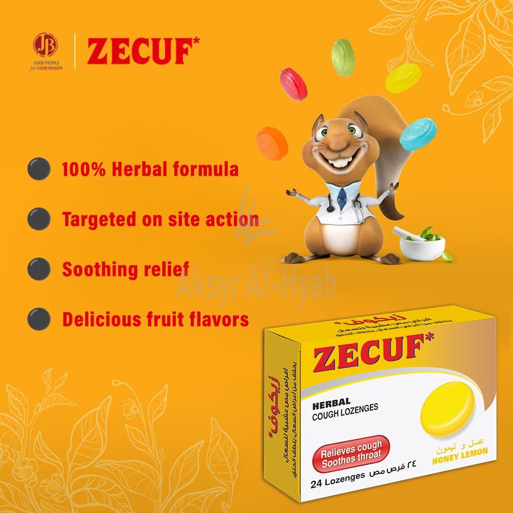 ZECUF HONEY LEMON LOZENGES 24'S 4