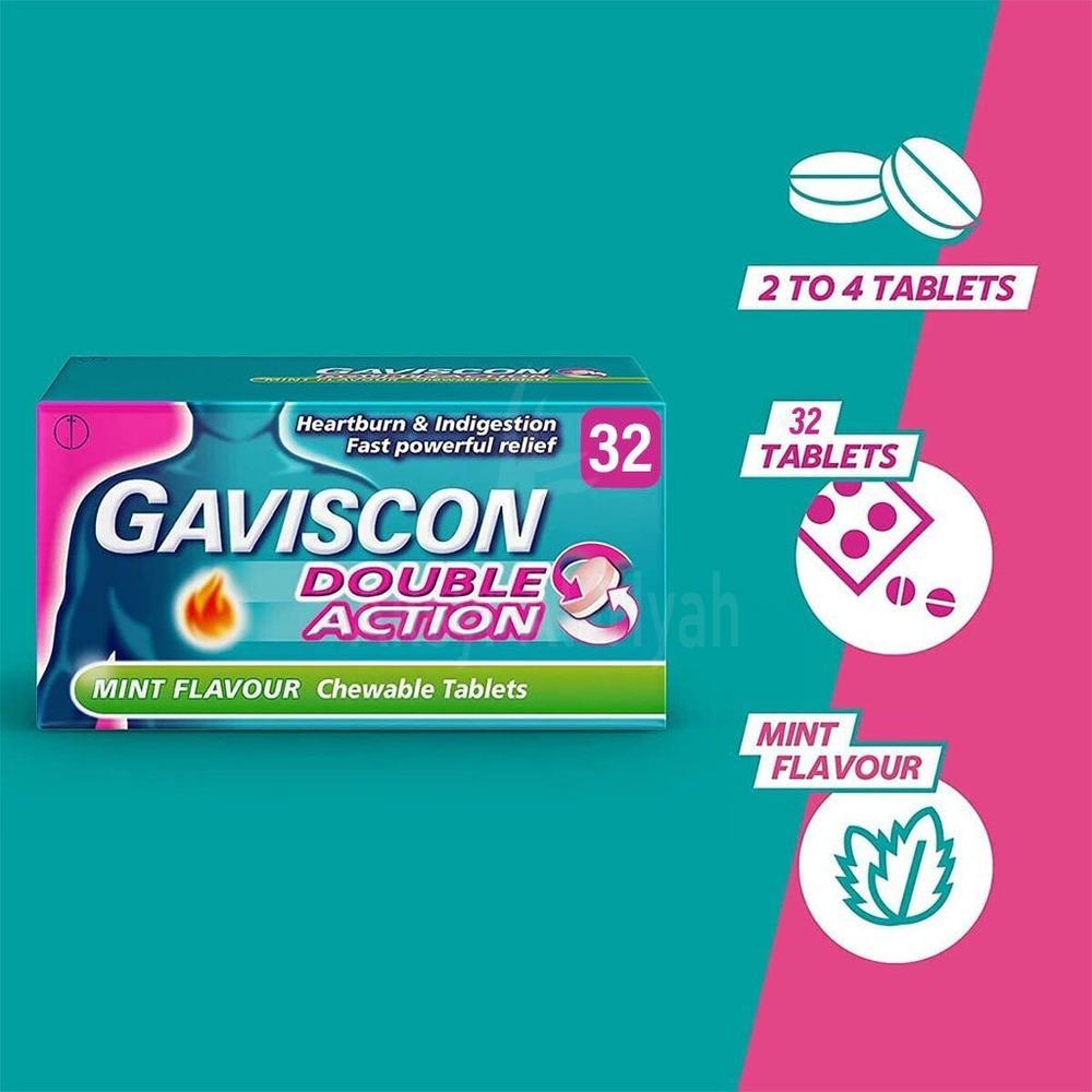 GAVISCON DOUBLE ACTION CHEWABLE TAB 32'S 4