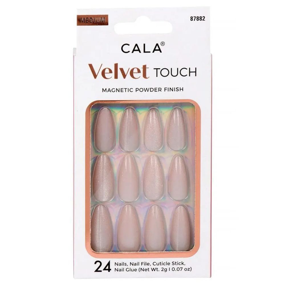 CALA VELVET MEDIUM VELVET TOUCH NAIL KIT PINK 24PCS#87882