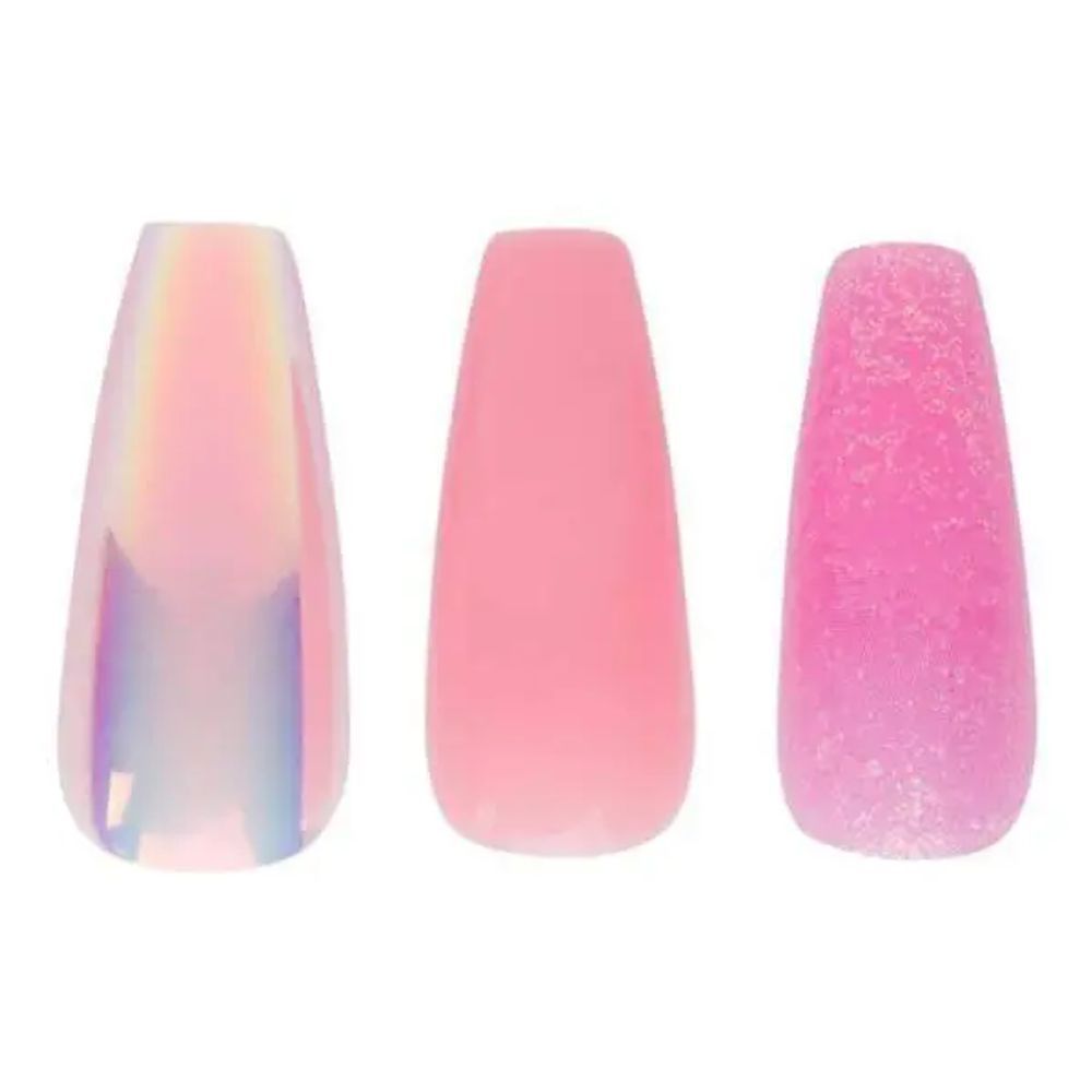 CALA VELVET MEDIUM VELVET TOUCH NAIL KIT PINK/GLITTER 24PCS#87867