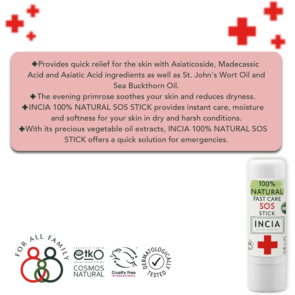 INCIA NATURAL 100% FAST CARE SOS STICK 6G 3