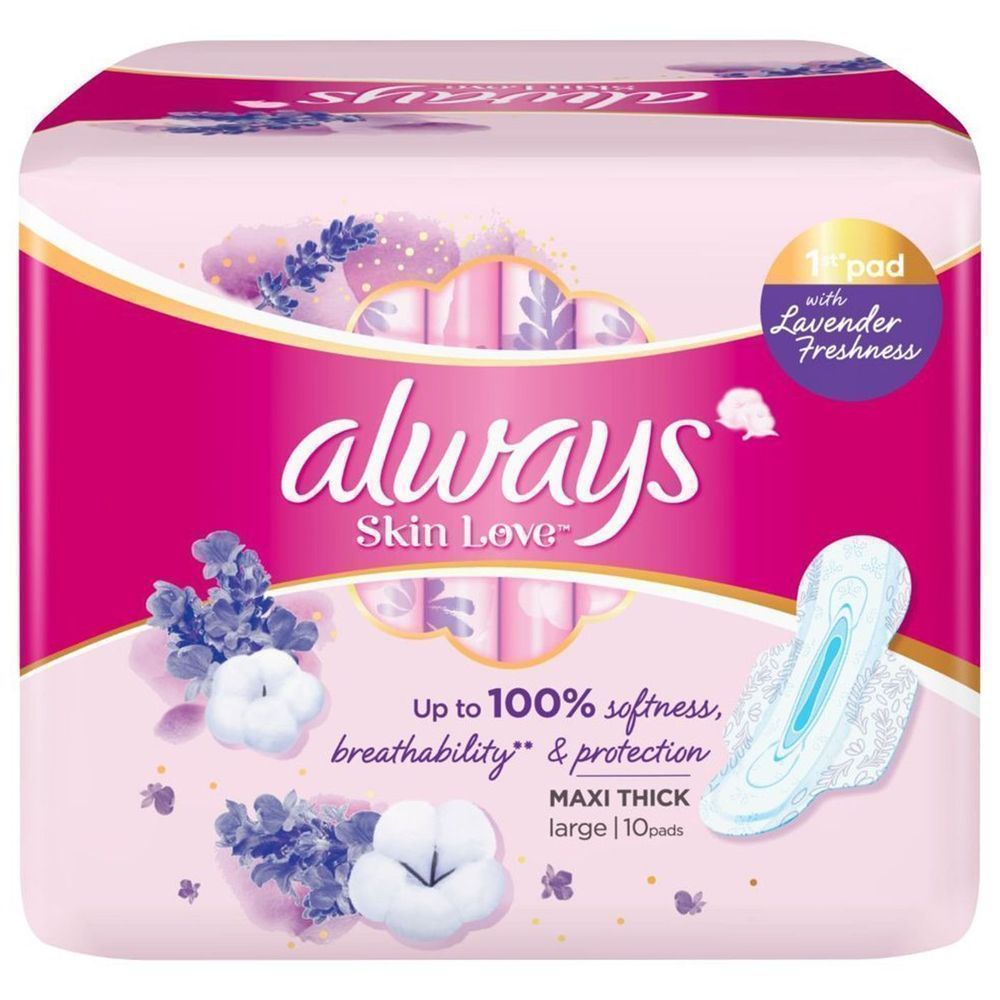 ALWAYS SKIN LOVE MAXI THICK LARGE 10'S (LAVENDER)
