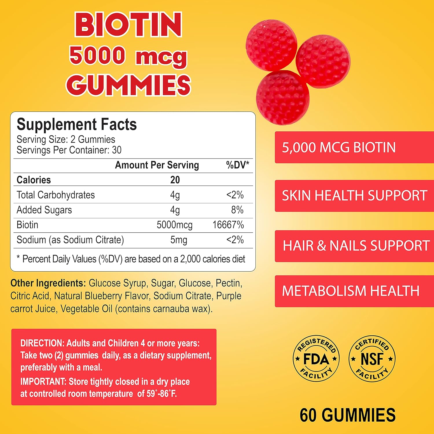 ALFA BIOTIN 5000MCG GUMMIES ADULT 60'S #19628 3