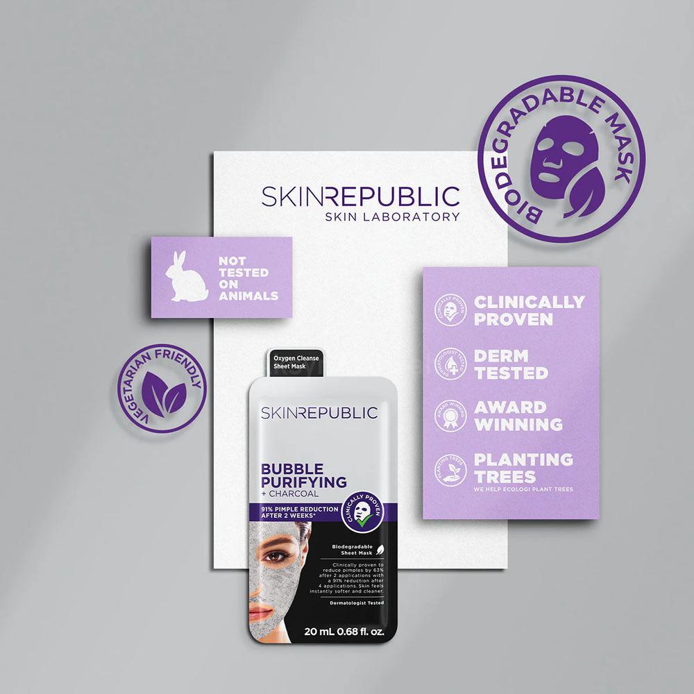 SKIN REPUBLIC BUBBLE PURIFYING CHARCOAL MASK 20ML 4