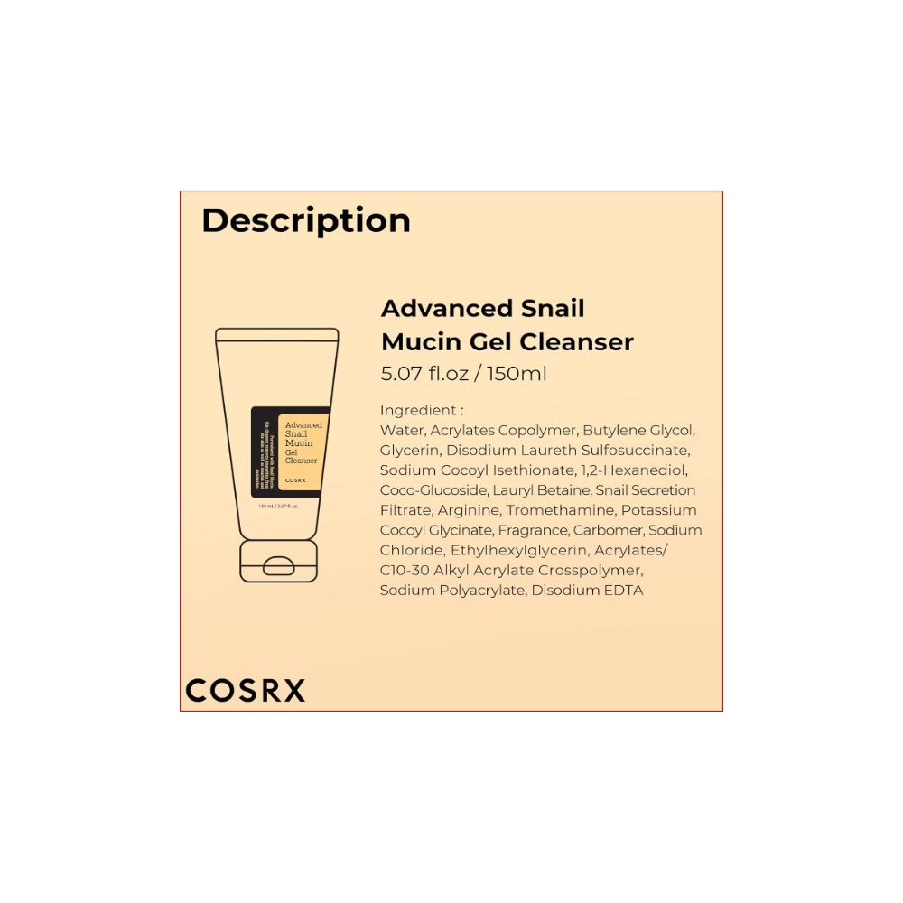 COSRX ADV SNAIL MUCIN GEL CLEANSER 150ML #584324 6