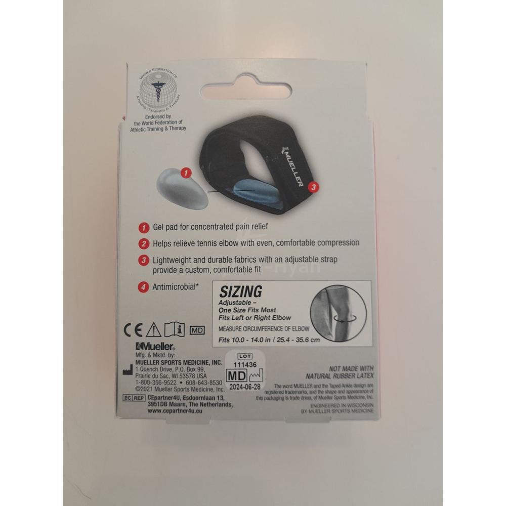 MUELLER TENNIS ELBOW SUPPORT W/GEL PAD #6341 ML 5
