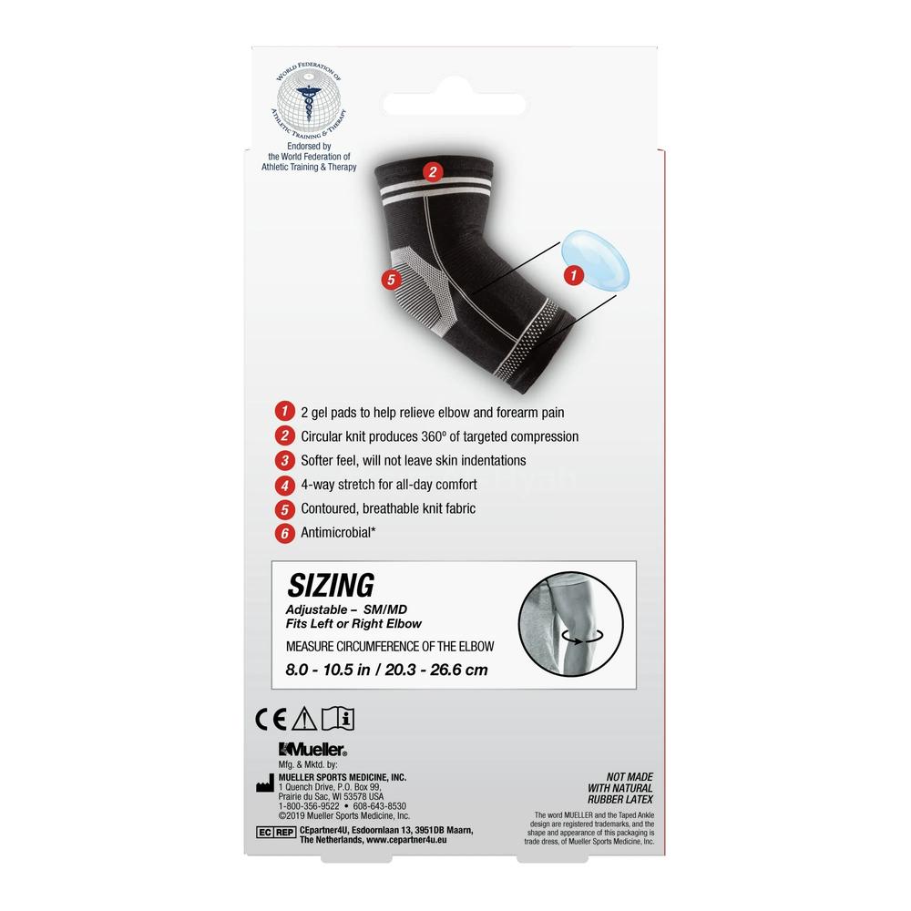 MUELLER 4-WAY STRETCH ELBOW SUPPORT S/M #6333 ML 2
